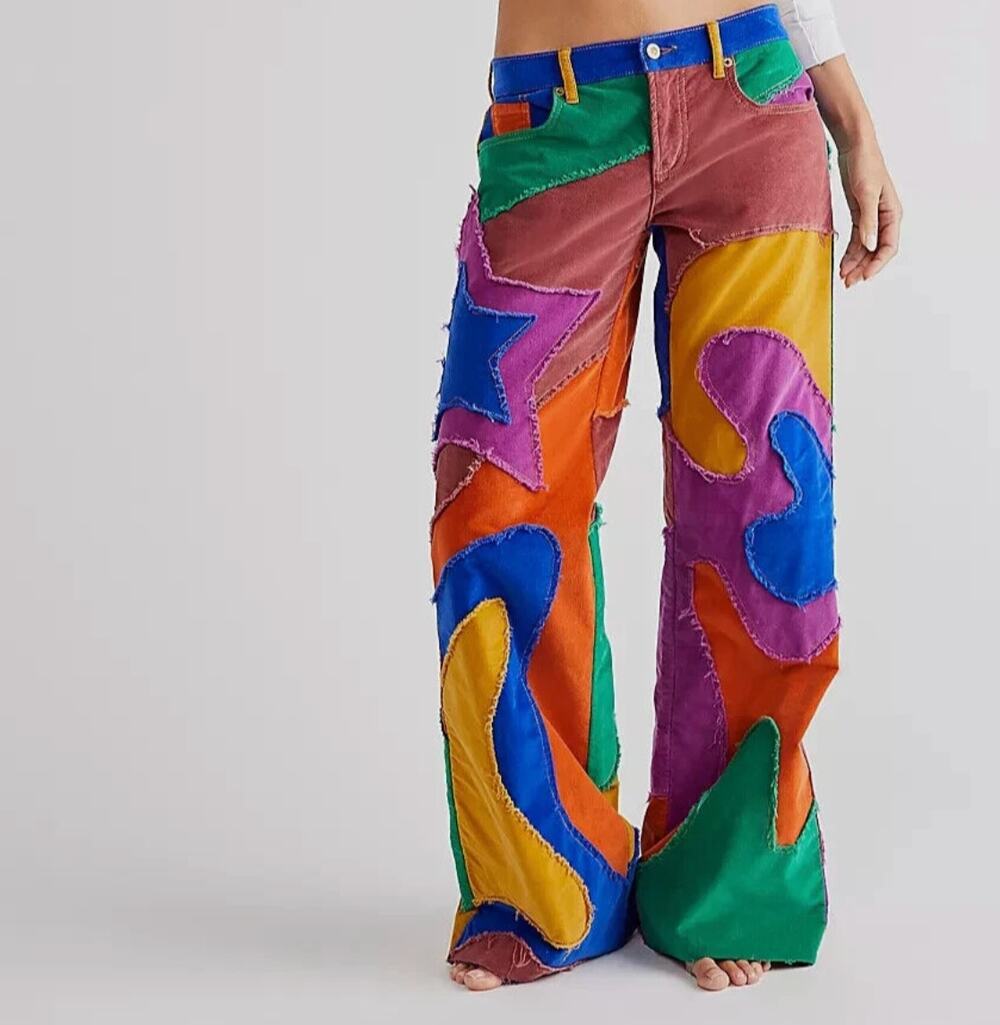 Free People We The Free Fabulous Funky Colorful Supernova Cord Pants Size 25